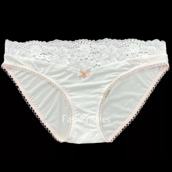 Victorias Secret Body Supersoft Satiny floral Lace waist Bikini panty White - Picture 1 of 5